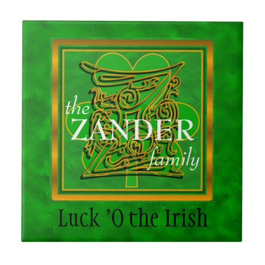 Z "Luck of the Irish"家族のモノグラムカスタムタイル タイル (正面)