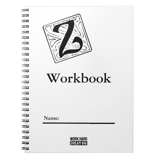 Z Monogramm Workbook black and white ノートブック (正面)
