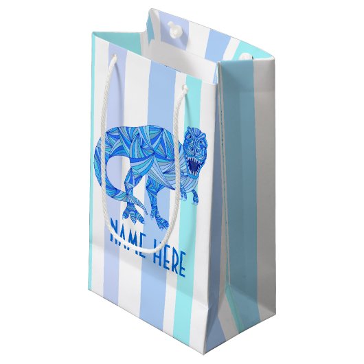 Z Tレックス先史カラフル史ストライプ的 スモールペーパーバッグ