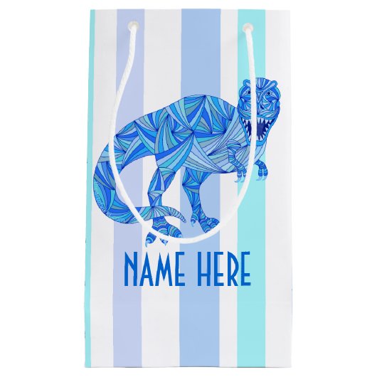 Z Tレックス先史カラフル史ストライプ的 スモールペーパーバッグ (正面)