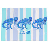 Z Tレックス先史カラフル史ストライプ的 ラージペーパーバッグ (正面)