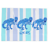 Z Tレックス先史カラフル史ストライプ的 ラージペーパーバッグ (裏面)