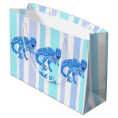 Z Tレックス先史カラフル史ストライプ的 ラージペーパーバッグ (裏面アングル)