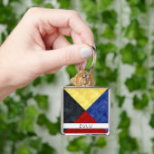 Z Zulu 航海の Signal Flag +お名前 キーホルダー (手)