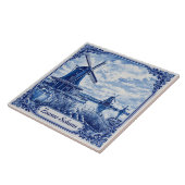 Zaanse Schans Delft Blue style ceramic tile タイル (側面)