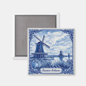 Zaanse Schans Delft Blue style magnet マグネット (正面/裏面)