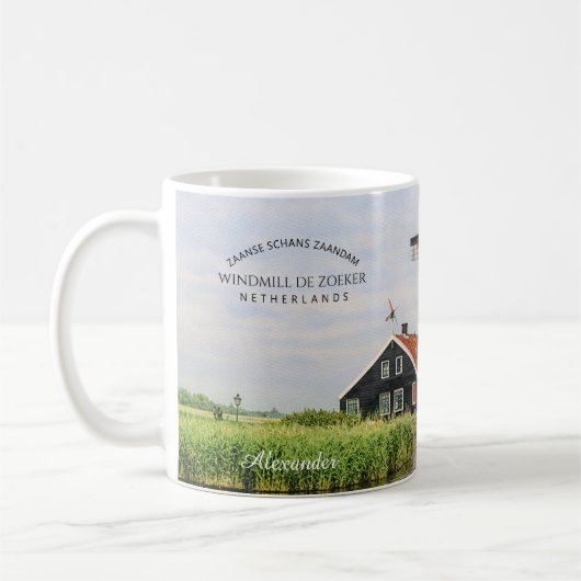   Zaanse Schans Windmill Watercolor Dutch コーヒーマグカップ (左)