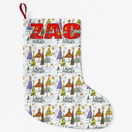 Zacの冬休みのクリスマスのストッキング スモールクリスマスストッキング (正面)