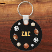 Zac World of Sports Keychain – ブラック キーホルダー (正面)