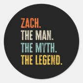 Zach The , Man Myth Legend, Funny Name Zach ラウンドシール (正面)