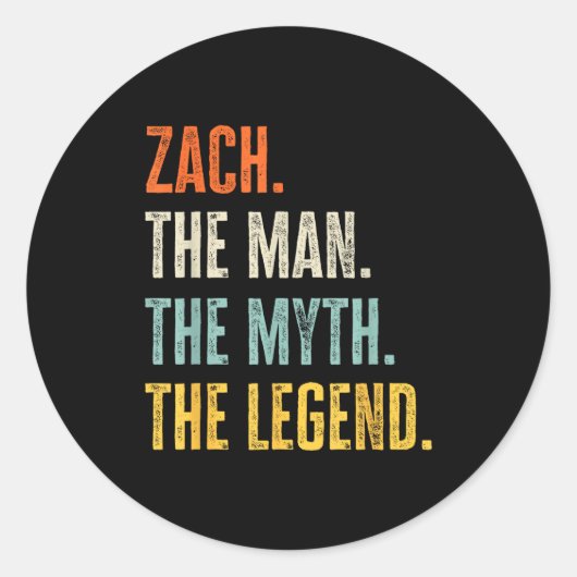 Zach The , Man Myth Legend, Funny Name Zach ラウンドシール (正面)