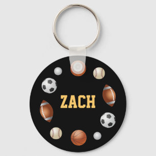 Zach World of Sports Keychain – ブラック キーホルダー