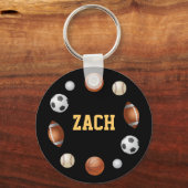 Zach World of Sports Keychain – ブラック キーホルダー (正面)