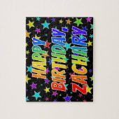 "ZACHARY"名,おもしろい"ハッピーバースデー" ジグソーパズル (縦)