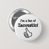 Zacousticボタンの白 缶バッジ (正面&裏面)