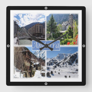 zAD003 ANDORRA, La Vella,モザイク, スクエア壁時計