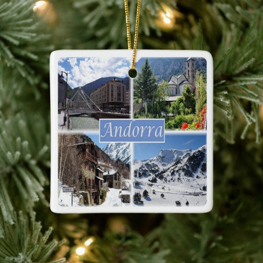 zAD003 ANDORRA, La Vella,モザイク, セラミックオーナメント (ツリー)