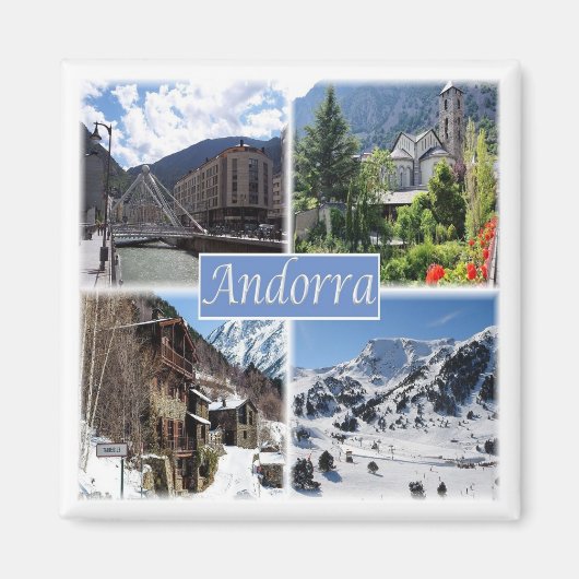 zAD003 ANDORRA, La Vella，モザイク，冷蔵庫 マグネット (正面)