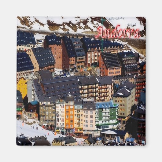 zAD006 - ANDORRAパノラマ – 冷蔵庫 マグネット (正面)