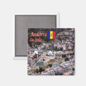 zAD010 Andorra, LA VELLAパノラマ，冷蔵庫 マグネット (正面/裏面)
