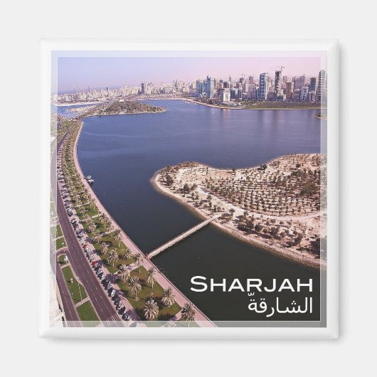 zAE016 SHARJAHパノラマ， UAE,冷蔵庫 マグネット (正面)