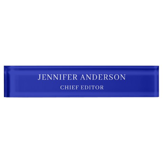 Zaffre Blue Professional Modern Plain Minimalist デスクネームプレート (正面)