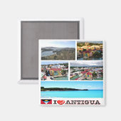 zAG004 ANTIGUA I Love, Mosaic, Fridge マグネット (正面/裏面)