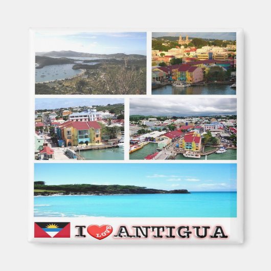 zAG004 ANTIGUA I Love, Mosaic, Fridge マグネット (正面)