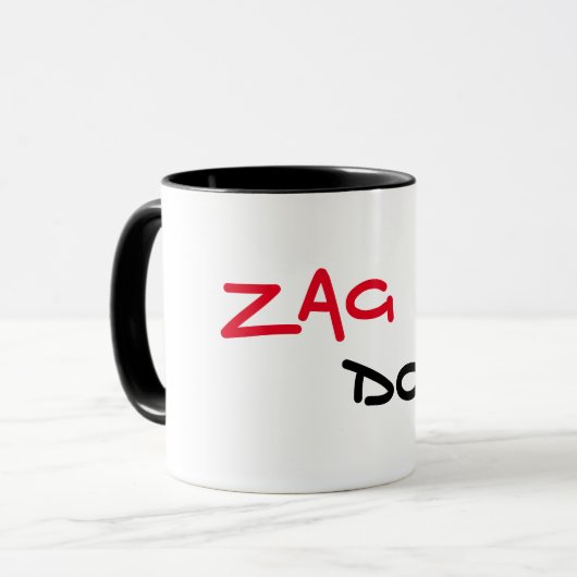 Zag Dog ブラックトリム コーヒー マグカップ (正面左)