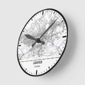 Zagreb Clock City Line Art ラウンド壁時計 (傾斜)