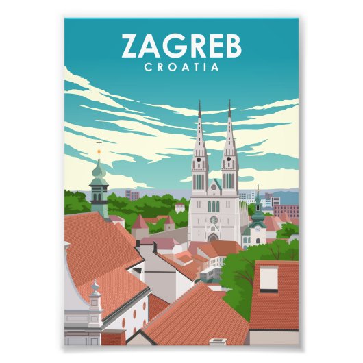 Zagreb Croatia Europe Travel Poster フォトプリント (正面)