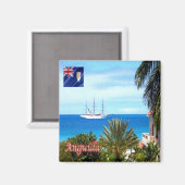 zAI004 ANGUILLA、ロングベイ、パノラマ、冷蔵庫 マグネット (正面/裏面)
