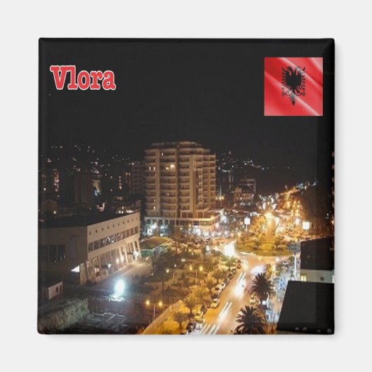 zAL003 VLOREK NIGHTアルバニア、冷蔵庫 マグネット (正面)