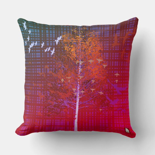 ZALMAXIホームレッドブルーバイオレット抽象芸術ツリー クッション (正面)