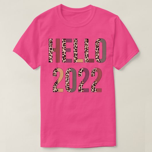 zAlR Hello 2022 Leopard Happy新年パーティー数 Tシャツ (デザイン正面)
