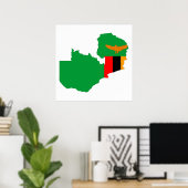 zambia country flag map shape symbol ポスター (ホームオフィス)
