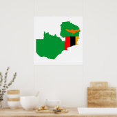 zambia country flag map shape symbol ポスター (キッチン)