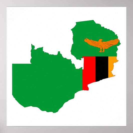 zambia country flag map shape symbol ポスター (正面)