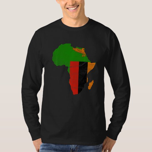 Zambia Flag Africa Continent Silhouette Gift for Z Tシャツ (正面)