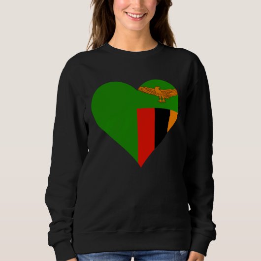 Zambia Flag Heart Zambia  Love Zambia スウェットシャツ (正面)