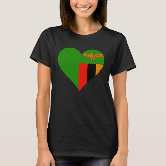 Zambia Flag Heart Zambia Love Zambia Tシャツ (正面)