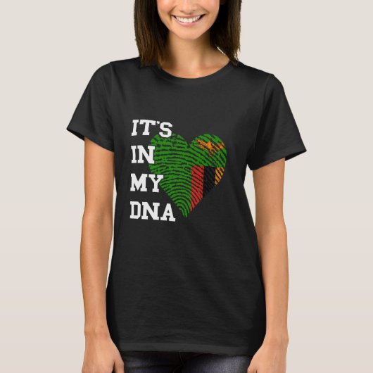 Zambia It's In My DNA Heart Zambian Pride Zambian  Tシャツ (正面)