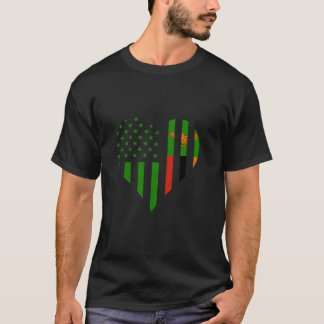 Zambian Flag Zambian Roots Heart USA Zambian Pride Tシャツ