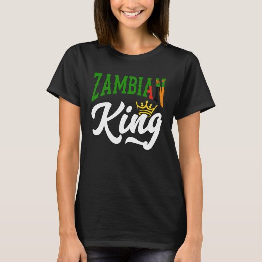 Zambian King Zambian Zambia Zambian Flag Tシャツ (正面)