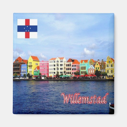 zAN003 WILLEMSTAD、アンティルオランダ、冷蔵庫 マグネット (正面)