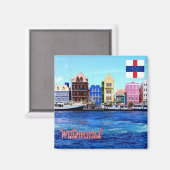 zAN005 WILLEMSTAD、アンティルオランダ、冷蔵庫 マグネット (正面/裏面)