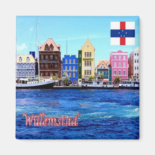 zAN005 WILLEMSTAD、アンティルオランダ、冷蔵庫 マグネット (正面)