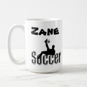 Zaneの名前サッカーデザイン、コーヒーマグ コーヒーマグカップ (左)
