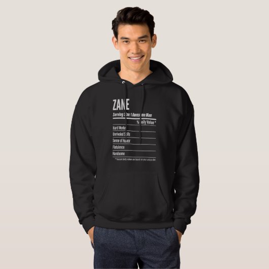 Zane Nutritional Facts Serving Size Calories パーカ (正面フル)