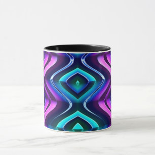 ~Zany 3D Fractal to Purple Aqua Black~ マグカップ